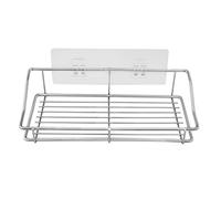 Générique Étagère Murale Nice en Acier Inoxydable Argenté Étagère Murale de Rangement Douche sans Percage avec Autocollants de Fixation pour Rangement Salle de Bain, Toilette et Cuisine Accessoires