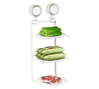 Générique Étagère Murale Pliante pour Salle De Bain - 3 Niveaux à Ventouses Amovibles | Étagères De Rangement Pliantes Murales,pour Intérieur Maison Cuisine Salle À Manger Chambre Légumes