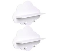 Générique Étagère Murale Support de Rangement Multifonctionnel sans Perçage en Bois 2 Pièces Forme Nuage pour Salle de Bain et Maison