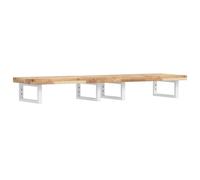 Générique Étagère Murale Vasque Acier Bois Massif Acacia | Design moderne, gain de place, plateau rectangulaire, fixation murale solide, rangement salle de bains