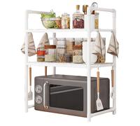 Générique Étagère pour Micro-Ondes - Porte-Four à Micro-Ondes avec Crochets,Plateau Élargi Range-Épices Double Niveau Support Machine À Pain - Maison, Garde-Manger, Camping-Car, Usage Quotidien