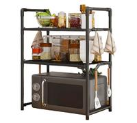 Générique Étagère pour Micro-Ondes, Porte-Four à Micro-Ondes avec Crochets, Plateau Élargi Range-Épices Double Niveau Support Machine À Pain - Maison, Garde-Manger, Camping-Car, Usage Quotidien