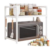 Générique Étagère pour Micro-Ondes - Tablette Étagère avec Crochets - Étagère Double Fonction pour Machine à Pain et Condiments - Organisation pour Cuisine Garage Table Salle de Bain