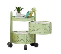 Générique Étagère Ronde for Fruits Et Légumes À 2 Niveaux,Chariots D'étagère De Support Stockage Rotatif,Panier De Rangement De Cuisine avec Roues,for Fruits Et Oignons(Green)