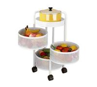 Générique Étagère Ronde Rotative for Fruits Et Légumes, Panier Rotatif De Rangement Multicouche, Étagère De Salle De Bain avec roulettes, for Cuisine,Chambre À Coucher(White,3 Tiers)