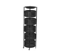 Générique Étagère Rotative for Fruits Et Légumes À 3/4/5 Niveaux, Panier Rotatif De Rangement en Métal,étagère De Salle Bain avec roulettes,for Cuisine,Chambre À Coucher(Black,5 Tiers)
