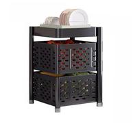 Générique Étagère Rotative for Fruits Et Légumes, Chariots D'étagère De Support De Stockage Magnétique À 2 Niveaux, Panier De Rangement De Cuisine, for Oignon D'épicerie(Black)