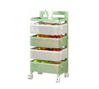 Générique Étagère Rotative for Fruits Et Légumes, Étagère De Salle De Bain avec roulettes, Panier Rotatif De Rangement Multicouche, Panier Amovible(Green,4 Tiers)