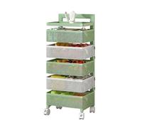 Générique Étagère Rotative for Fruits Et Légumes, Étagère De Salle De Bain avec roulettes, Panier Rotatif De Rangement Multicouche, Panier Amovible(Green,5 Tiers)