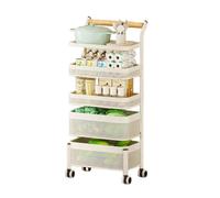Générique Étagère Rotative for Fruits Et Légumes, Panier De Rangement Rectangulaire, Chariots D'étagère De Rangement, Panier Amovible, for Cuisine,Chambre À Coucher(White,5 Tiers)