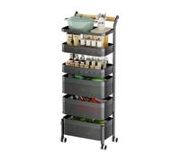 Générique Étagère Rotative for Fruits Et Légumes, Panier De Rangement Rectangulaire, Chariots D'étagère De Rangement, Panier Amovible, for Cuisine,Chambre À Coucher(Black,6 Tiers)