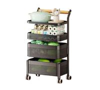 Générique Étagère Rotative for Fruits Et Légumes, Panier De Rangement Rectangulaire, Chariots D'étagère De Rangement, Panier Amovible, for Cuisine,Chambre À Coucher(Black,4 Tiers)