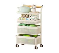 Générique Étagère Rotative for Fruits Et Légumes, Panier De Rangement Rectangulaire, Chariots D'étagère De Rangement, Panier Amovible, for Cuisine,Chambre À Coucher(White,4 Tiers)