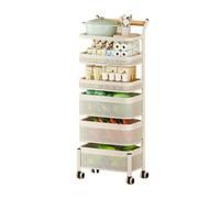 Générique Étagère Rotative for Fruits Et Légumes, Panier De Rangement Rectangulaire, Chariots D'étagère De Rangement, Panier Amovible, for Cuisine,Chambre À Coucher(White,6 Tiers)