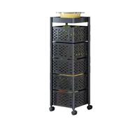 Générique Étagère Rotative for Fruits Et Légumes,Panier Rotatif De Rangement À 3/4/5 Niveaux,étagère De Salle Bain avec roulettes,for Salle De Bain Ou Chambre À Coucher(Black,5 Tiers)