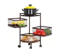 Générique Étagère Rotative Mobile for Légumes Et Fruits, Panier Rotatif De Rangement Respirant, Organisateur De Rangement for Salle De Bain, for Pommes De Terre,Fruits(3 Tiers)