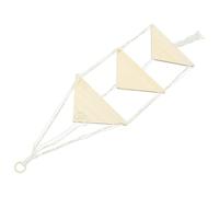 Générique Étagère Suspendue Murale Bohème en Bois et Corde de Coton, Support D’Angle 3 Niveaux pour Plantes et Objets Décoratifs, Étagère Tressée Macramé pour Salon et Chambre