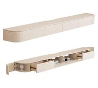 Générique Étagère TV Flottante pour Salon, Meuble multimédia Mural, Console, Meuble TV Mural Flottant avec éclairage d'ambiance, Hauteur réglable, tiroirs et Portes de Rangement Robustes - Blanc (220