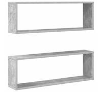 Générique Étagères Cube Murales 2 Pcs Gris Béton Bois
