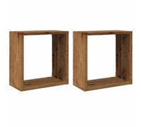 Générique Étagères Cube Murales 2 Pcs Vieux Bois 30x15x30 cm