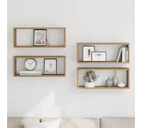 Générique Étagères Cube murales 4 pcs chêne Artisanal 60x15x23 cm,Meubles, Étagères, Étagères murales & corniches, Brun (Poids 10.6KG)