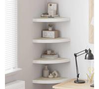 Générique Étagères d'angle murales 4 pcs Chêne et Blanc 35x35x3,8 cm MDF,Meubles, Étagères, Étagères murales & corniches,326641
