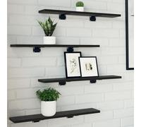 Générique Étagères de bibliothèque - Pack de 4 en chêne Noir, 60x10x1,5 cm - Fabriquées en Bois d'ingénierie,Étagères,3.3KG-875051