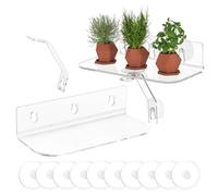 Générique Étagères De Fenêtre,Support Flottant à Ventouses 2 Pièces - Organisateur Rangement pour Étagère Rebord Fenêtre - pour Pots De Fleurs Intérieur Salon Chambre Salle De Bain Cuisine