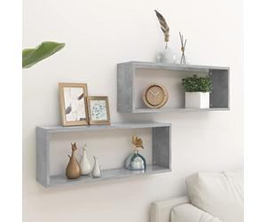 Générique Étagères murales Cube 2 pcs Gris béton Bois d'ingénierie,Meubles, Étagères, Étagères murales & corniches, Gris (Poids 5.96KG)