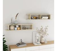 Générique Étagères Murales Cubes 2 Pièces, Chêne Sonoma 105x18x20 cm en Bois d'Ingénierie, Système de Montage Invisible pour Salon, Chambre & Bureau, Design Moderne et Épuré