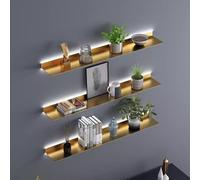 Générique Étagères murales flottantes, éclairage Mural en Fer, idéales pour Les centres commerciaux, Les Bureaux, Les Bars et Autres lieux (doré, 80 x 20 x 6 cm)