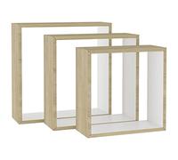 Générique Étagères murales sous Forme de Cube 3 pcs Blanc et chêne Sonoma,Meubles, Étagères, Étagères murales & corniches, Blanc (Poids 2.85KG)