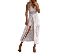 Générique Été femmes Slip froncé smocks combinaison robe col en V bretelles Speghetti dos nu Maxi haut bas