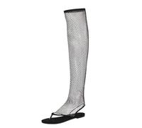 Générique Été nouveau fond plat clip pied sandales femme Europe et États-Unis commerce extérieur strass sandale bottes sandales sexy (Black, 38)