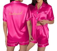 Générique Ete Pyjama Ado Fille À Manches Courtes pour Femmes Femme Short Vêtements De Nuit Satin Ensemble Enceinte Détente Coton Haut Été Court