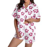 Générique Ete Pyjama Femme Soie Short Ensemble Ensembles De Tee Shirt Nuit Enceinte Haut Pijama Vêtements Satin Pyjashort Coton Court Pijamas