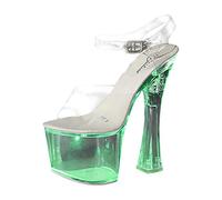 Générique Été Sandales Solde Pôle De Danse Plate- Modèle Spectacle Sexy Transparent Talons Hauts Banquet Femmes Grandes Sandales De Chausson Confort Orthopédique (Green, 41)