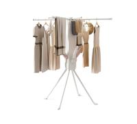 Générique Étendoir À Linge À 4 Pieds, Support À Linge Pliable avec 16 Clips en Acier Inoxydable Et 8 Tiges Extensibles, Gain De Place for Vêtements, Chaussettes, Serviettes(White)