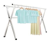 Générique Étendoir à Linge Pliable pour intérieur et extérieur. Étendoir à Linge Pliable en Acier Inoxydable Robuste avec Longueur réglable et Crochets Coupe-Vent. Gain de Place. (160 cm/63 po)