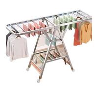 Générique Étendoir à Linge Pliable pour intérieur et extérieur. Étendoir à Linge Robuste et réglable en Acier Inoxydable, avec Conception Pliable et autoportant (170 cm / 67 po).