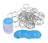 Générique Étiquette du Numéro de Vanne en Plastique ABS Transparent Bleu 1-50, Ensemble d'Identification Portable avec Anneaux Métalliques pour Outils de Maintenance