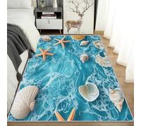 Générique Étoile de Mer Tapis Chambre Cuisine Bureau 150x200cm, Antidérapant Tapis Vague Conque Littoral Poil Ras Doux Lavable en Machine pour Decoration Maison X-N5