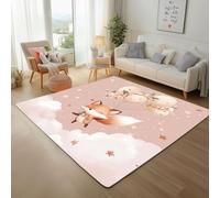 Générique étoiles Animal Renard Tapis de Salon Lavable en Machine 120x170cm Tapis antidérapant Fleur Ballon Nuage pour l'entrée, la Chambre et la Cuisine