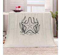 Générique Étoiles De Mer Et Algues Manta de franela 3D Suave - Cubre Sofá/Cama 130x150 cm,Style De Ligne épurée Estampado 3D Ultrarealista,Polar Caliente,Lavable,Hogar/Dormitorio