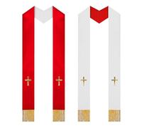 Générique Étole Clergé pour Femmes - Unisex à Franges Réversible Tissu Liturgique Traditionnel | Écharpe Cérémonie Religieuse | pour Mariage Baptême Funérailles et Confirmation
