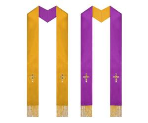 Générique Étole de Prêtre | Unisex à Franges Réversible Tissu Liturgique Traditionnel,Écharpe Cérémonie Religieuse | pour Mariage Baptême Funérailles et Confirmation