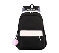 Générique Étudiants masculins et féminins à la mode rétro frais sac d'école en nylon haute capacité fermeture éclair sac à dos (Black, One Size)