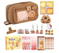 Générique Étui Au Crayon Capybara pour Garçons Filles, Ensemble De Papeterie Capybara De Grande Capacité avec Compartiments, Socle Crayon À Fermeture Éclair avec Autocollants, Clips, Pendentifs