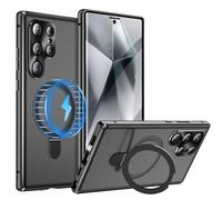 Générique Étui avec béquille pour Samsung Galaxy S26 Ultra, Protection Double Face, Pare-Chocs métallique à adsorption magnétique, Verre trempé à l'avant et Coque arrière en Polycarbonate dépoli