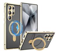 Générique Étui avec béquille pour Samsung Galaxy S26 Ultra, Protection Double Face, Pare-Chocs métallique à adsorption magnétique, Verre trempé à l'avant et Coque arrière en Polycarbonate dépoli